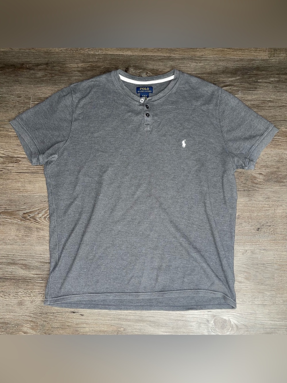 Polo Ralph Lauren Henley Shirt XL Designer Luxury Minimal Casual Waffle Preppy